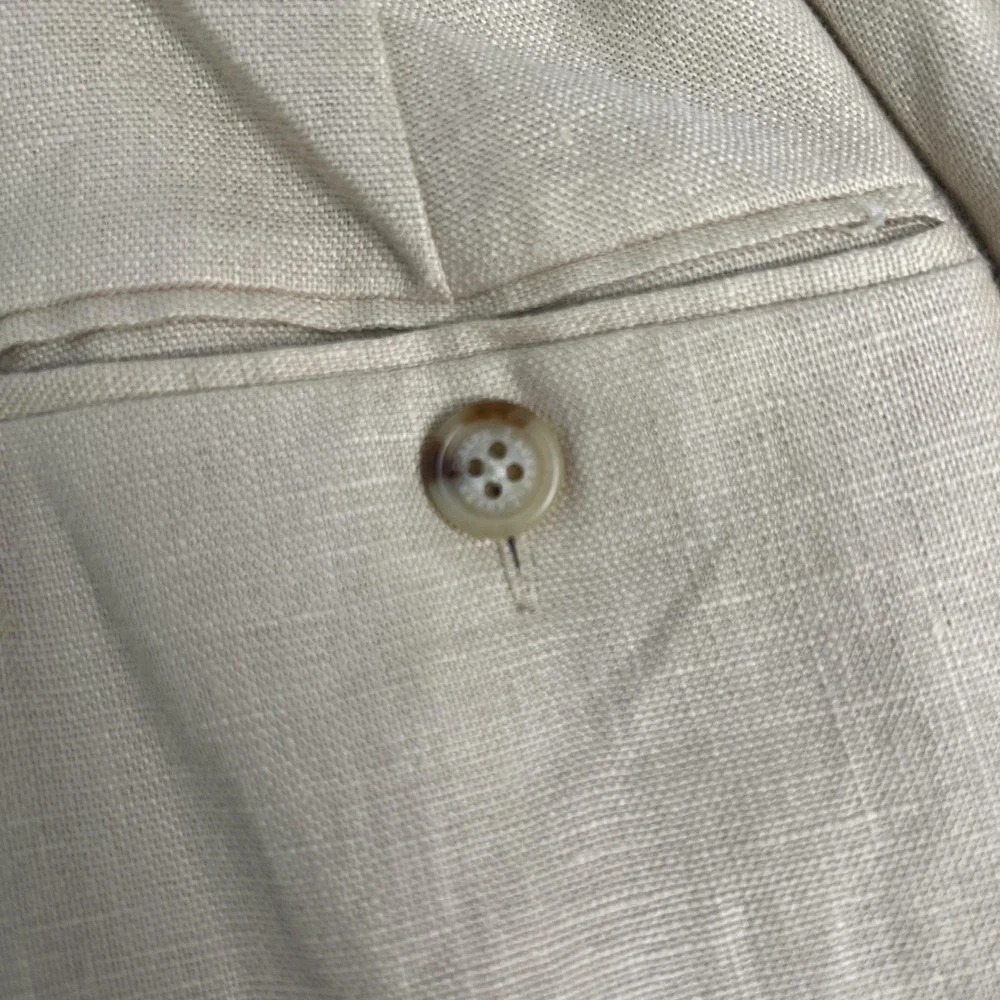 Lauren Ralph Lauren Pants Womens 14 W Beige Linen Pleated Lined Dress Pants